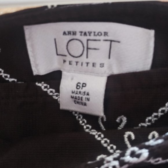 LOFT Ann Taylor Petites Brown & White Embroidery Cropped Pants Womens 6P - Picture 7 of 7
